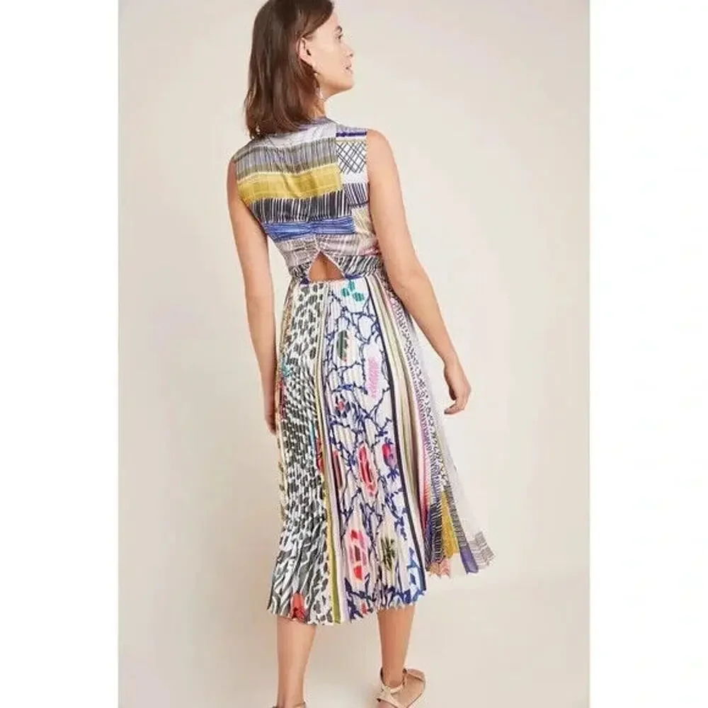 Anthropologie x Geisha Designs Jacinta Midi Dress Pleated Fit & Flare Size 0 - Picture 15 of 16
